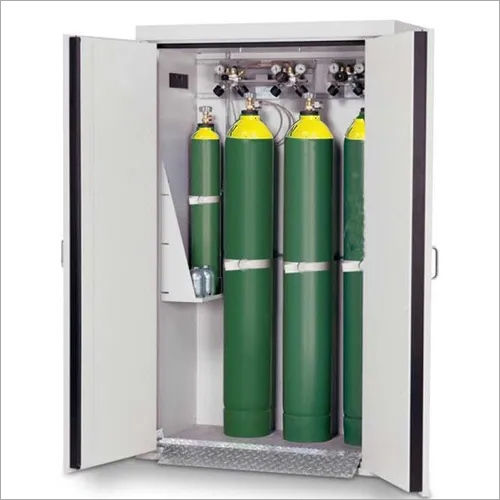 Cylinder Storage Cabinet - Stainless Steel, 10L to 50L Capacity with Integrated Safety System, Pneumatic Control Mechanism, Designed for Flammable and Toxic Gas Storage