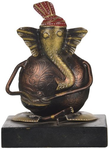 Malik Designs Iron Lord Ganesha with Dholak Statue
