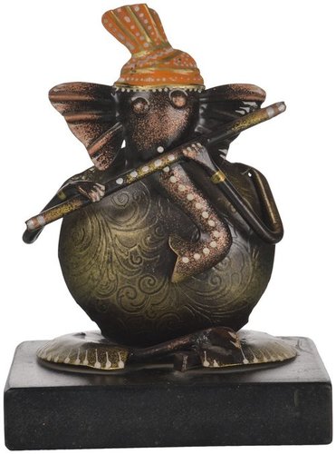 Malik Designs Iron Lord Ganesha with Flute Statue