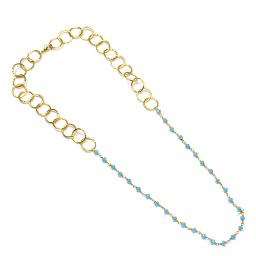 Blue Topaz 925 Sterling Silver Beaded Necklace Jewelry