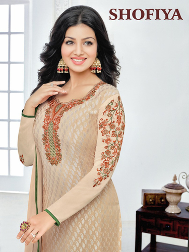 Shofiya by Mahaveer Fashion - Magical Brasso Ethnic Suit, Embroidered Full Sleeves, Customized Size | Anti Wrinkle, Breathable, Quick Dry