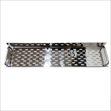 Vento Tray - Stainless Steel 10x5x1 Inches, Polished Finish, Diamond Hole Pattern, Lightweight Durable Design