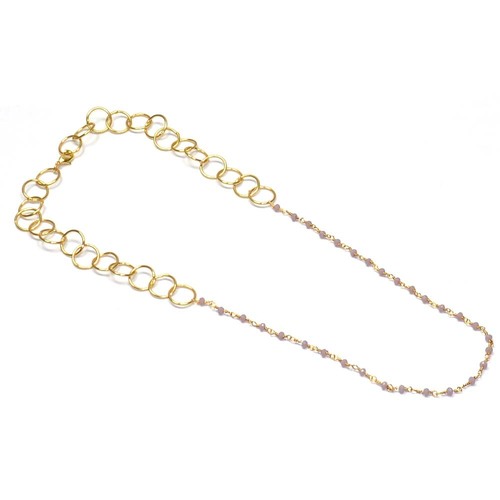 Pink Opal 925 Sterling Sliver Beaded Necklace Jewelry