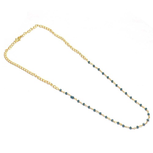 Blue Topaz 925 Sterling Silver Beaded Necklace