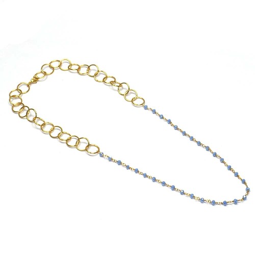 Blue Topaz 925 Sterling Silver Beaded Necklace