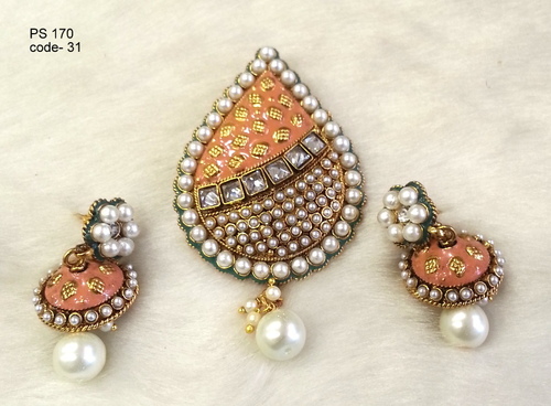 Antique Pendant Set - Copper Alloy, Jhumka Style | Beautiful Patterns, Mesmerizing Designs, Long Lasting Shine, Fashion-Forward Appeal