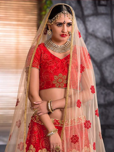 Red Lehenga With Soft Net with Heavy Embroidery