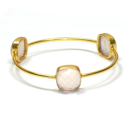 Rose Quartz 925 Sterling Sliver Bangle Jewelry