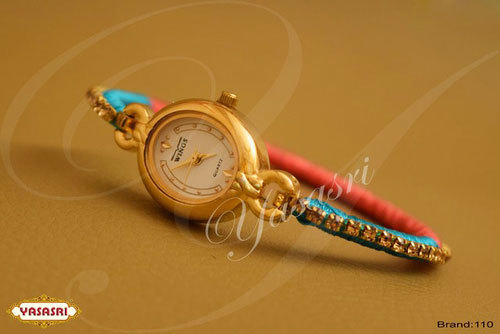 Golden Oval Shape Multicolor Threaded Watch