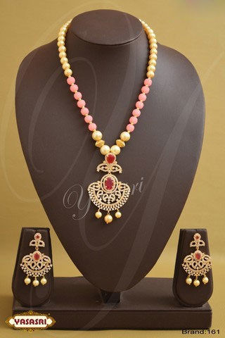 Golden Pink Color Crystal Mala