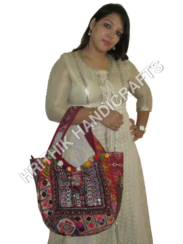 Multi Color Banjara Bags - Cotton Fabric, 12 x 14 Inches | Embroidered Design, Mirror Work, Zip Closure, Comfortable Handles