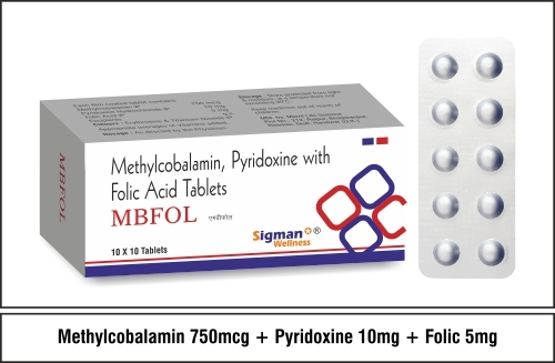 Folic 5mg + Methylcobalamin 750mcg + Pyridoxine 10mg