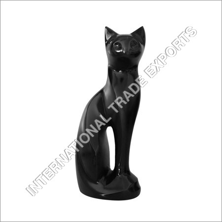 Black Midnight Sitting Cat Brass Pet Urn