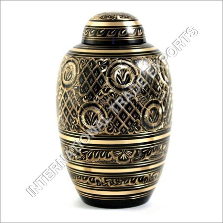 Carving Brass Urns Black Engraved
