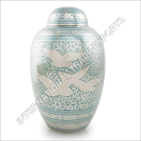 Nickel With Blue Engraving Going Home Urn