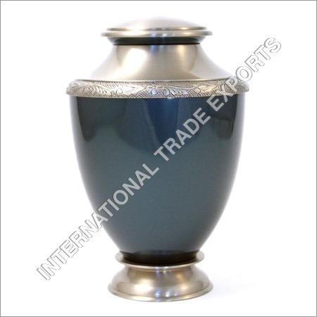 Brass Funeral Urns - Quality-Tested Metal, 10x3 Inches, Blue Coated Finish | Aesthetic Look, Durable, Leakage-Free Design, Contemporary Religious Style