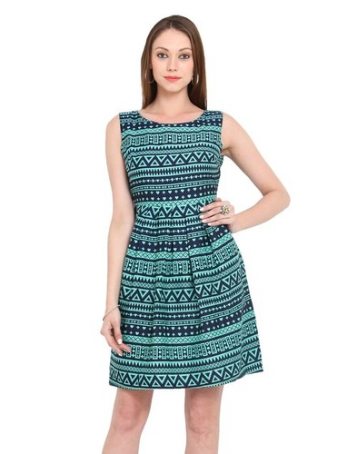 Fancy Dress - Polyester Fabric, Sizes L, M, S, XL, XXL, Color Green | Sleeveless, Round Neck, Curved Hemline, Quick Dry, Dry Cleaning