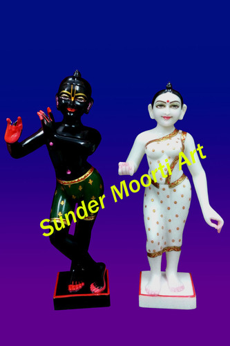 Black Krishna White Radha Statue