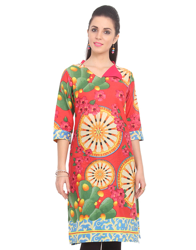 Buttoned Smart Fold On Neck Kurti