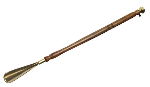 Brass Shoe Horn With Wooden Handle 24 Inch