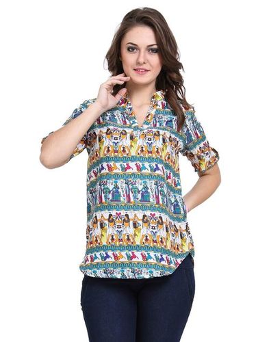 Multicolor 3/4th Sleeve Ladies Top