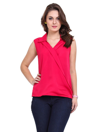 Sleeveless Drape Wrap Top