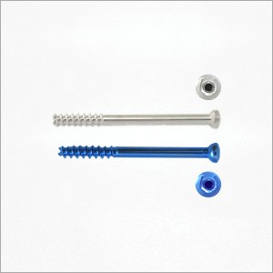 Blue And Silver Cannulated Cancellous Screw