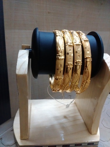 Gold Plated Half Round Bangles - Copper Base, 50-70mm, 24ct Gold Plating | Elegant Design, Shimmer Finish, Traditional Style