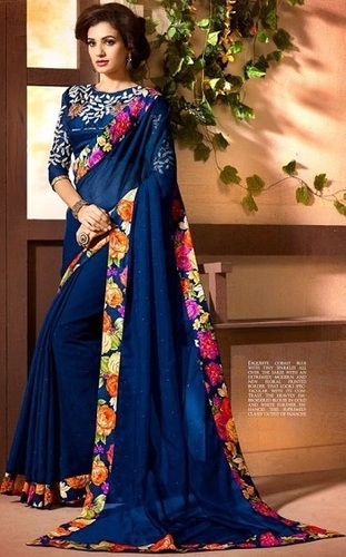 Blue Georgette Saree