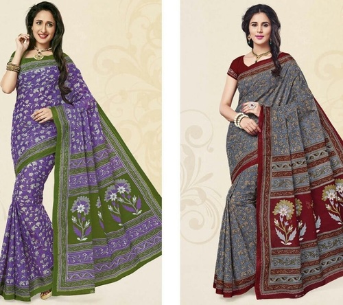 Floral Print Women Cotton Saree