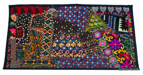 Indian Banjara Work Vintage Tapestry Mirror Work Multi Color Wall Hanging Tapestry15X30