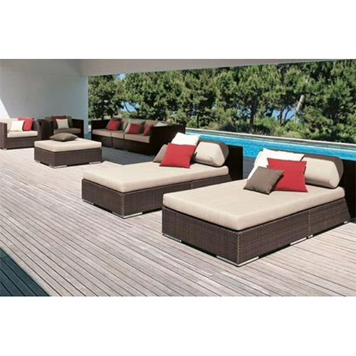Brown Rattan Pool Side Lounger