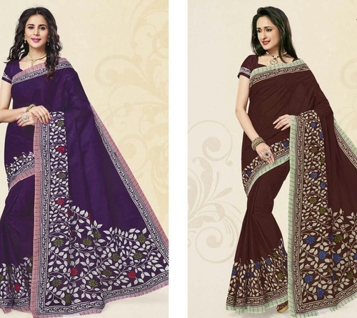 Blue & Coffee Cotton Saree