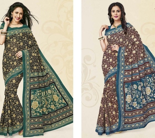 Floral Print Cotton Saree