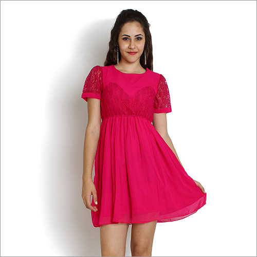 Rani - Polyester Mini, Pink | Elegant Design, Soft Fabric, Comfortable Fit, Lace Detailing
