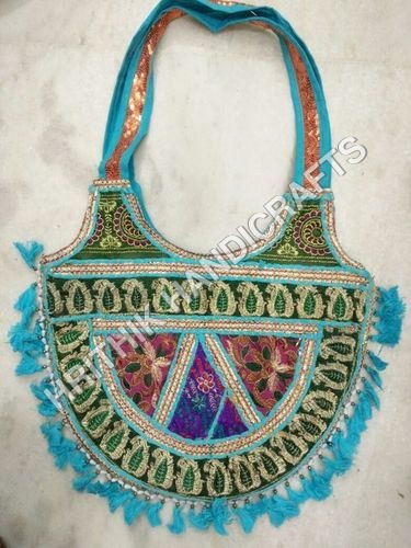 Sky Blue And Green Rajasthani Bag