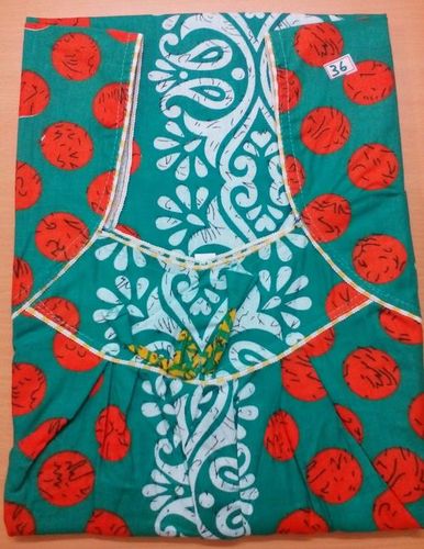 Cotton Nightgown - Sizes M, L, XL | Green and Red Printed Design, Short Sleeves for Women