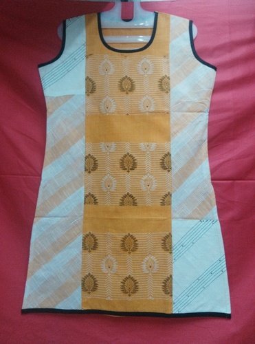 Cotton Handloom Slub Ethnic Dress - Customised Printed Design, Sleeveless for Girls in Sizes L, M, XL, XXL | Dry Clean Only, Traditional Style