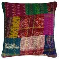 Patola Silk Kantha Cushion Cover