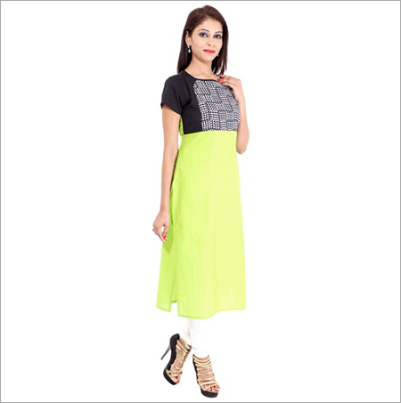 Green Straight Cotton Kurti