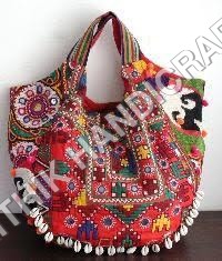 Banjara Bag - Cotton Fabric, 8-12 Inch Size | Multi-Color, Embroidered Design, Zip Closure, Short Handles
