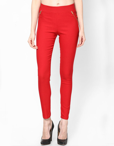 Ladies Jegging Solid Red
