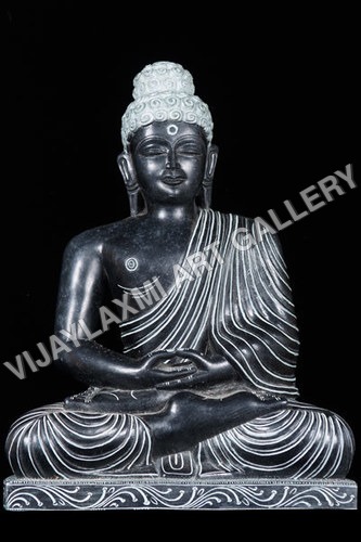 Black Marble Buddha Statue