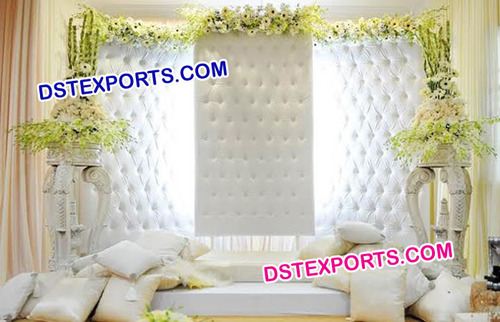 Crystal Fitted White Leather Backdrop - Leather Panel, Crystal Fitted, Self-Standing, Custom Shapes