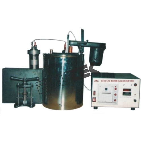 Bomb Calorimeter - Stainless Steel, Variable Dimensions | Electric Stirrer, Combined Motor Control, Beckman Thermometer, 3 Crucibles