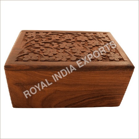 Hand Carved Wood Urn Box