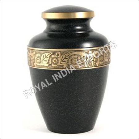 Avlon Black Cremation Urn with Gold Band