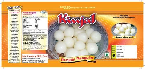 Punjabi Rasgulla Tin Packing 500 Grm - Ready to Eat, Sweet Flavor Ideal for Parties & Restaurants Use, Convenient Bag Packaging