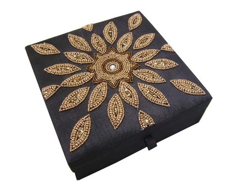 Handmade Beaded Jewelry Box Design: Hand Embroidered