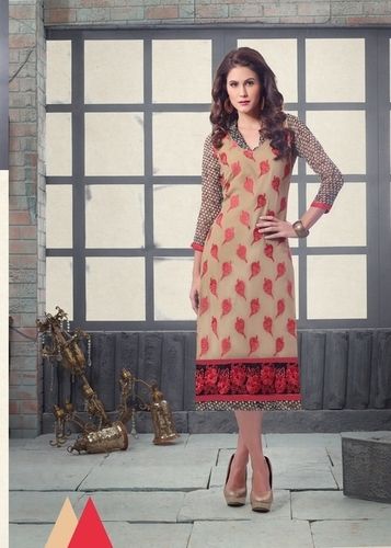 Brown And Red Designer Kurtis